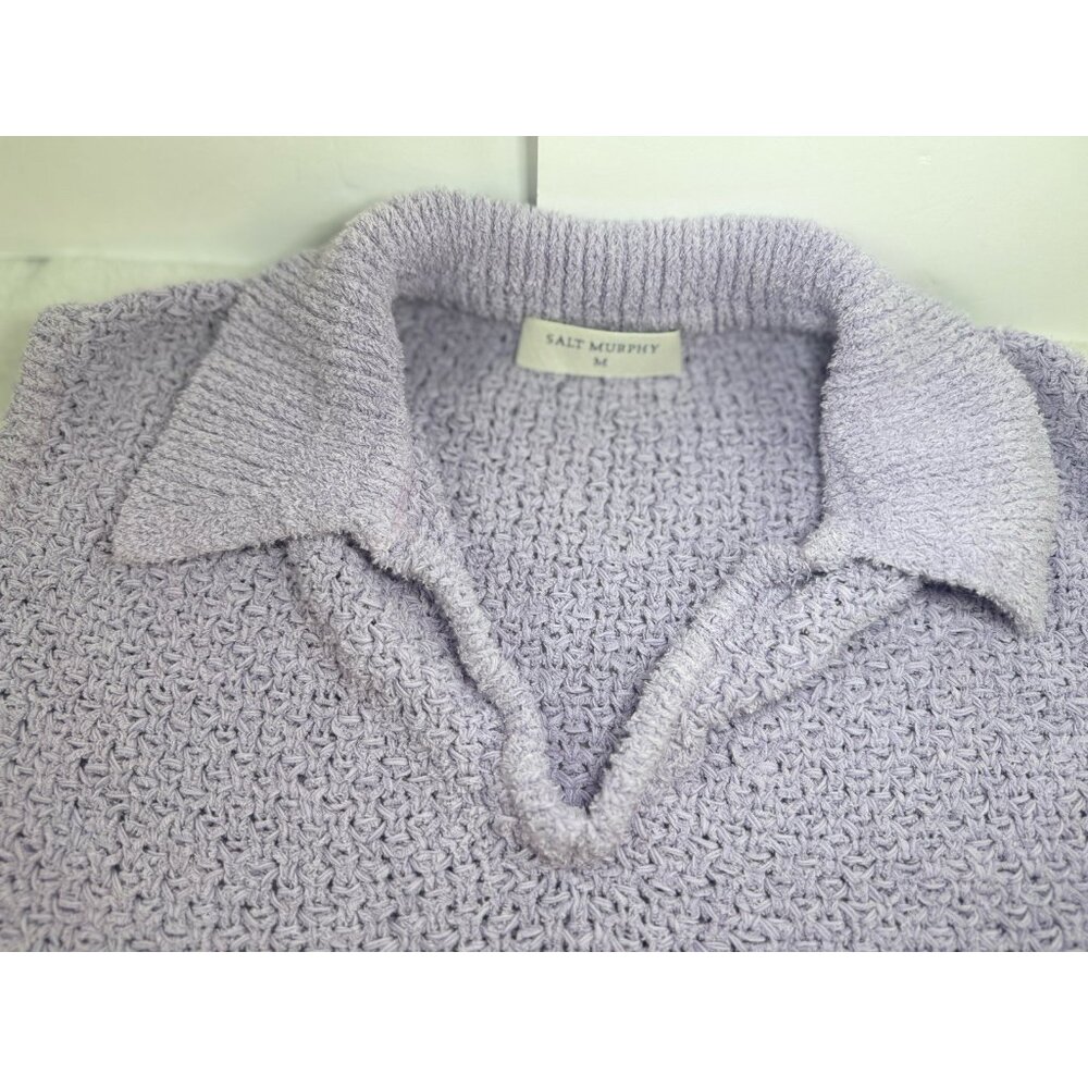 SALT MURPHY Lilac Purple Collared Sleeveless Knit Vest Unisex Size M